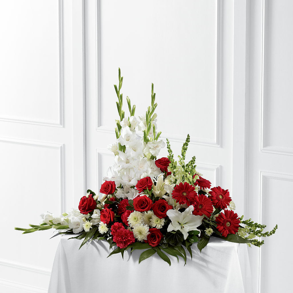 Crimson & White Arrangement – PAULA KELLEY'S FLORIST, Paris TN