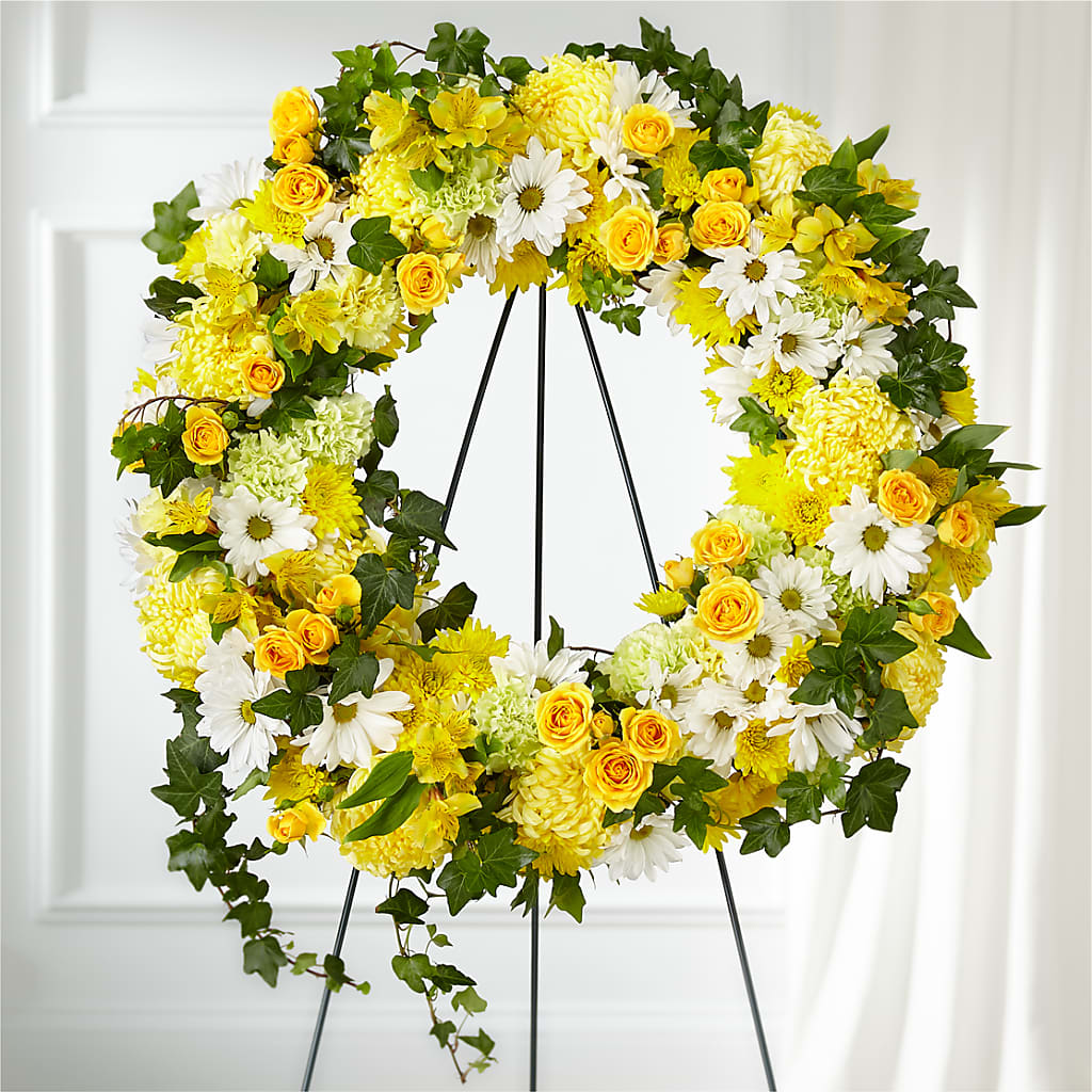 Golden Remembrance Wreath – PAULA KELLEY'S FLORIST, Paris TN