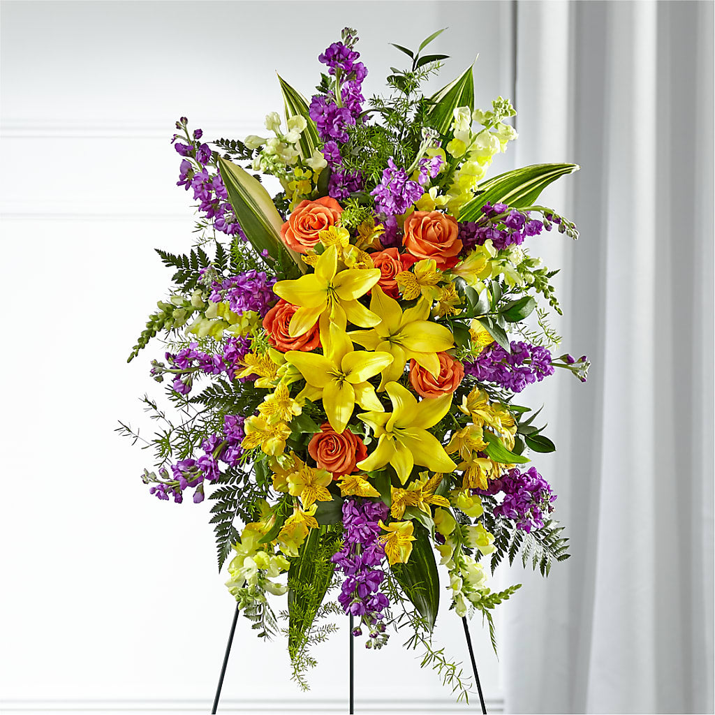 Thoughtful Prayers Standing Spray – PAULA KELLEY'S FLORIST, Paris TN