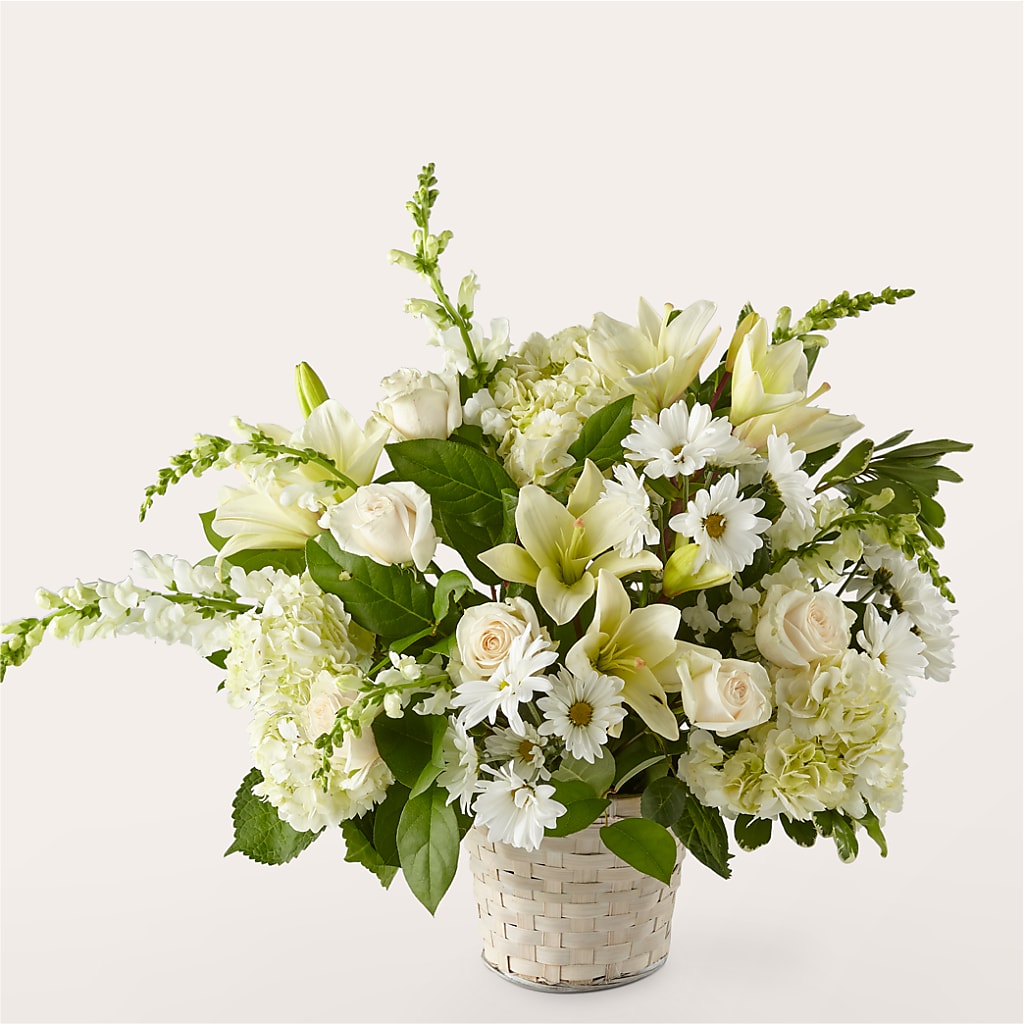Ivory Elegance Floral Basket – PAULA KELLEY'S FLORIST, Paris TN