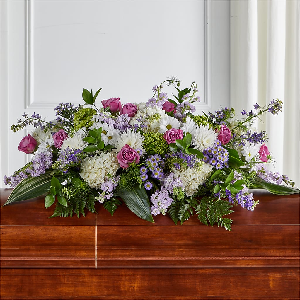 Meadows of Serenity Casket Spray – PAULA KELLEY'S FLORIST, Paris TN