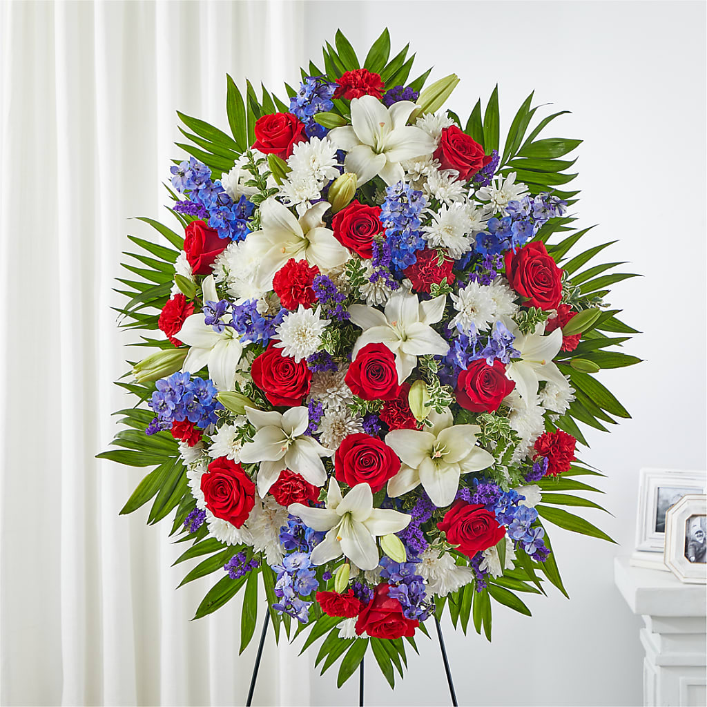 Cherished Service Standing Spray – PAULA KELLEY'S FLORIST, Paris TN