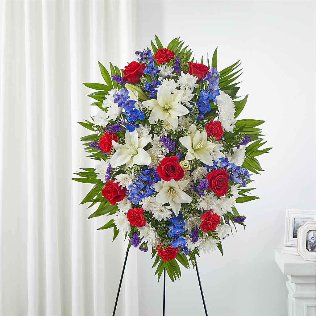Cherished Service Standing Spray – PAULA KELLEY'S FLORIST, Paris TN