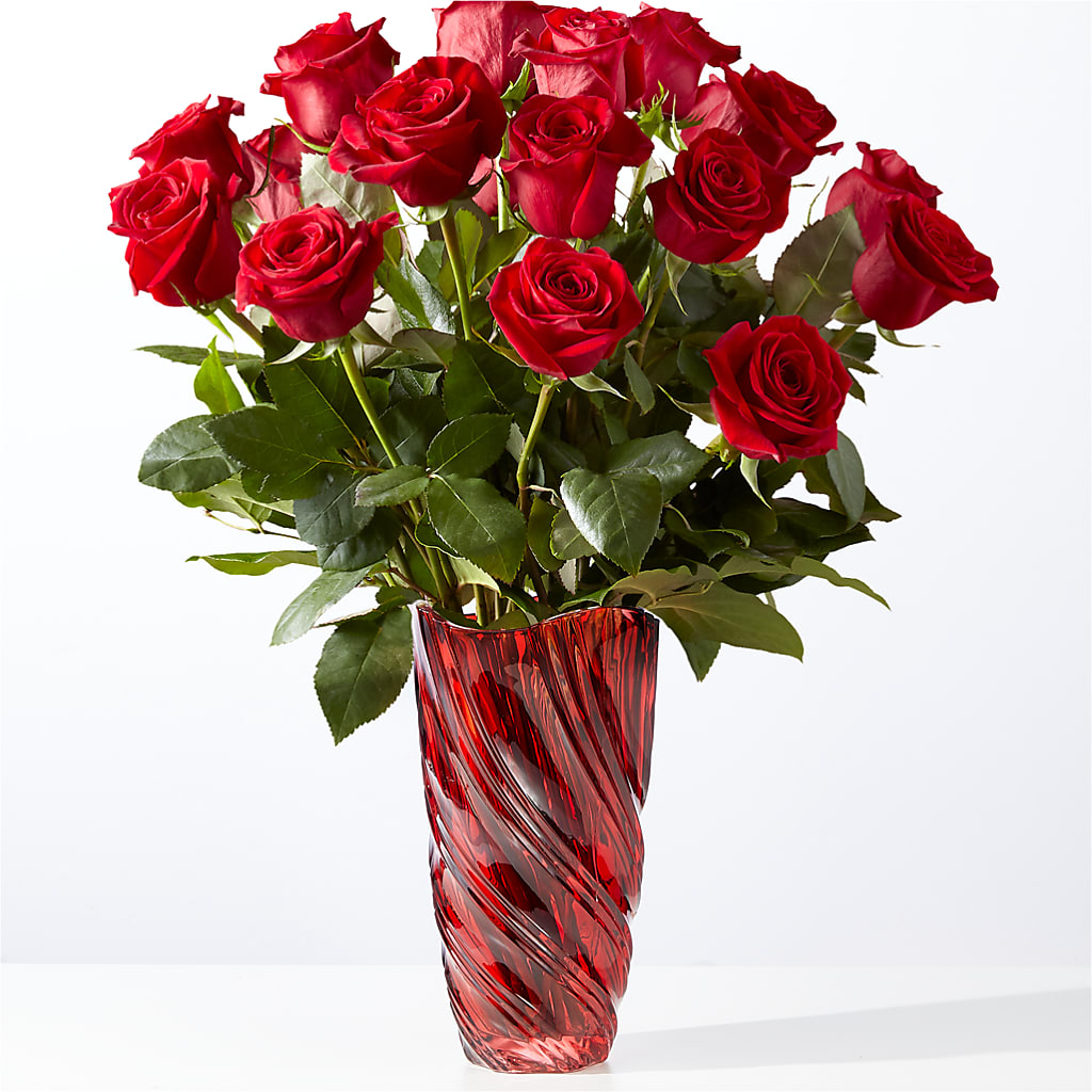 Classic Love Red Rose Bouquet with Luxe Swirl Vase – PAULA KELLEY'S FLORIST, Paris TN
