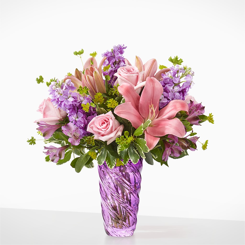 Precious Petals Bouquet with Luxe Swirl Vase – PAULA KELLEY'S FLORIST, Paris TN