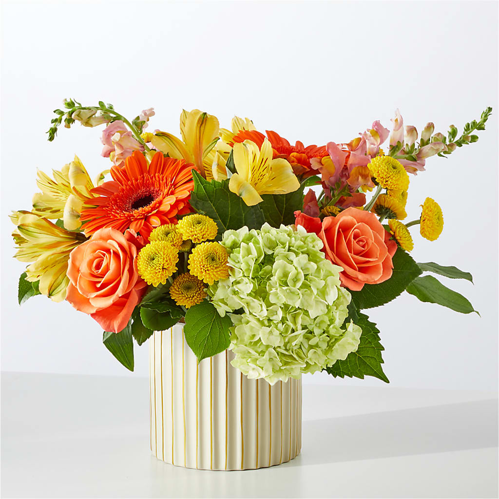 Autumn Sunshine Bouquet with Ivory Vase – PAULA KELLEY'S FLORIST, Paris TN