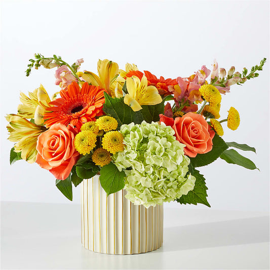 Autumn Sunshine Bouquet with Ivory Vase – PAULA KELLEY'S FLORIST, Paris TN