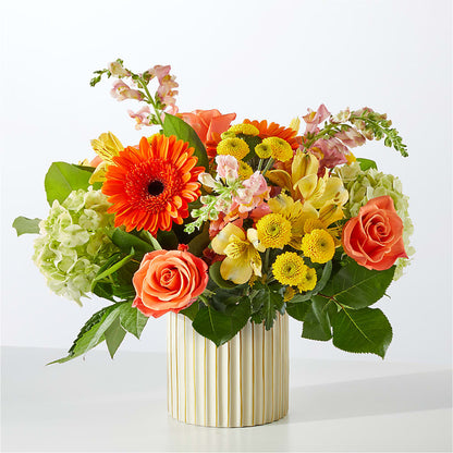 Autumn Sunshine Bouquet with Ivory Vase – PAULA KELLEY'S FLORIST, Paris TN