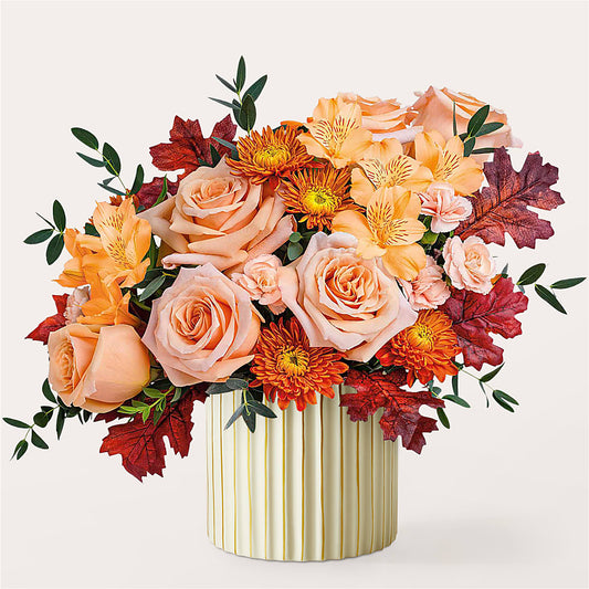 Spiced Latte Bouquet with Ivory Vase – PAULA KELLEY'S FLORIST, Paris TN